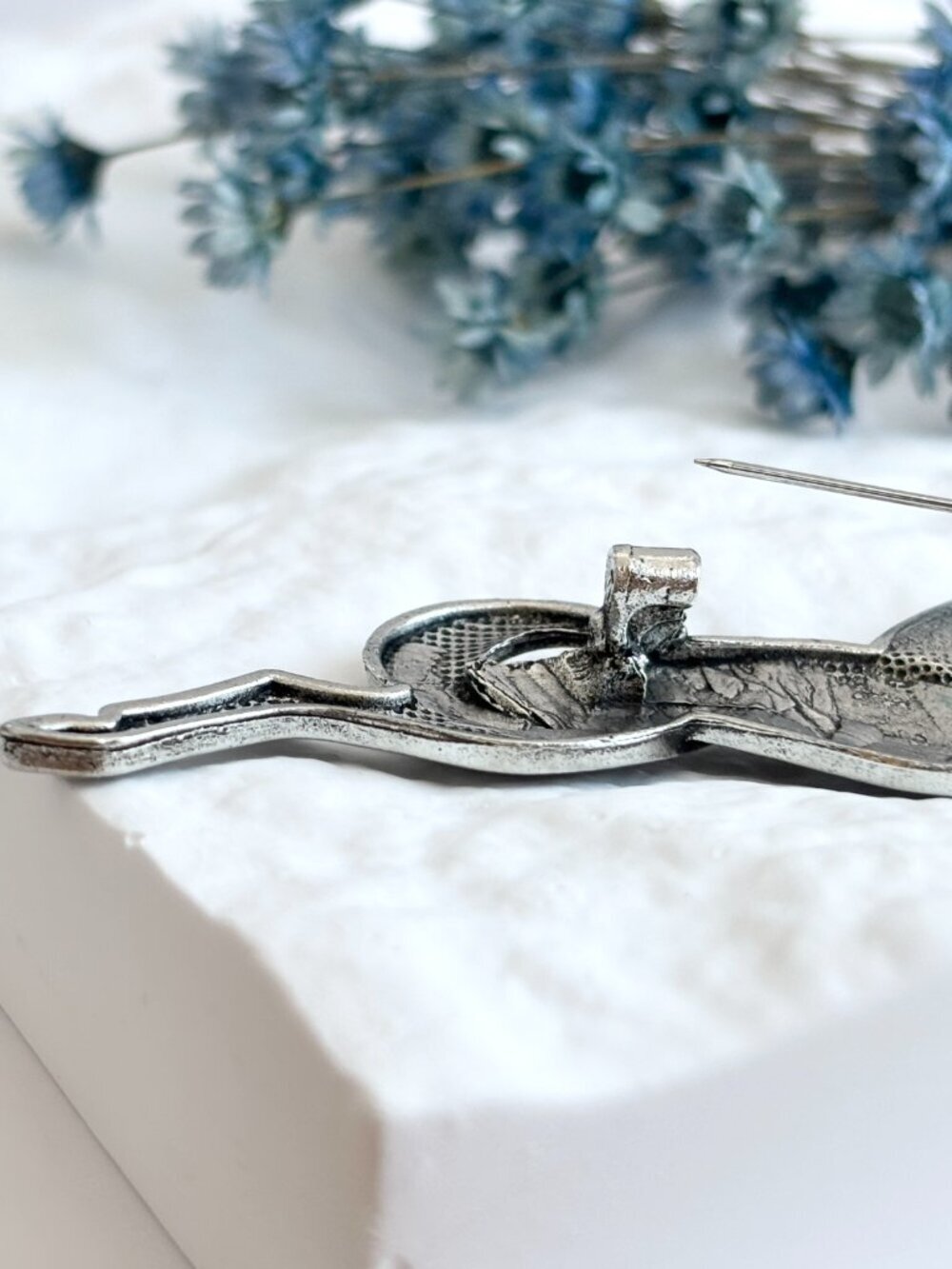 Leaping Horse Figural Silver Toned Vintage Inspired Textured Brooch Pin - Picture 12 of 16